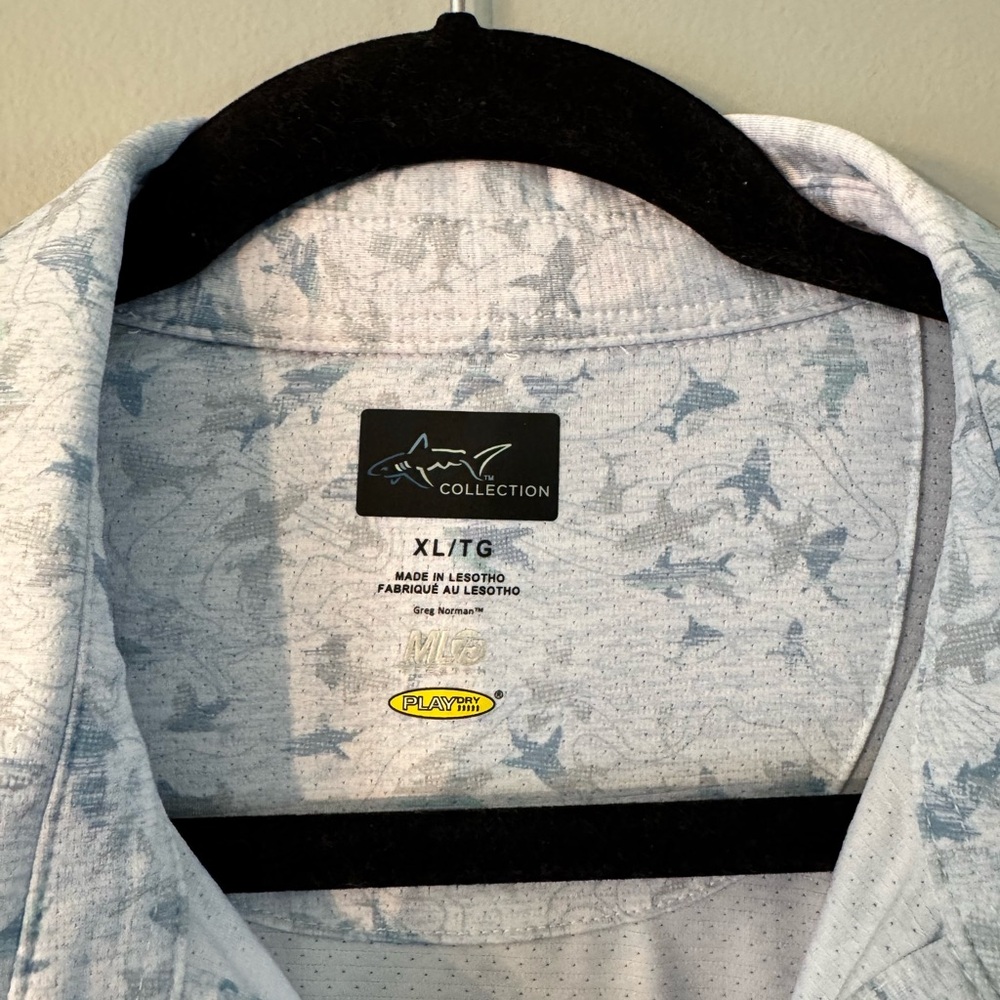 Greg Norman Collectionshark Pattern Shirt In Ligh… - image 2